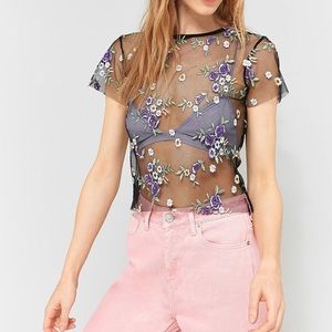 Urban Outfitters Mesh Floral Top